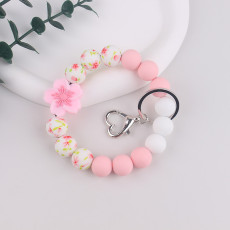 Jewelry Silicone Bracelet Silicone Haitang Flower Keychain Silicone Bead Bracelet Card Bag