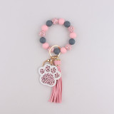 Mother's Day Acrylic Dog Claw Silicone Handstring Printed Leather Keychain Pendant