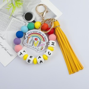 Bracelet, Teacher's Day Jewelry, Silicone Bead, Keychain, Female Wrist, Keyring, Easter Bracelet
