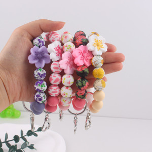 Jewelry Silicone Bracelet Silicone Haitang Flower Keychain Silicone Bead Bracelet Card Bag