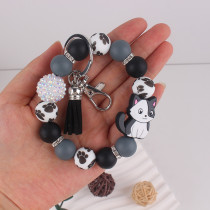 Cartoon cat silicone wristband keychain women's bag pendant tassel bracelet