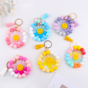 DIY Acrylic Smiling Sun Flower Bracelet Ins Colored Silicone Bead Bracelet Bracelet Keychain