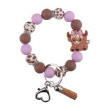Cartoon consumption cow silicone bracelet bracelet keychain creative DIY silicone handmade bead bracelet women's jewelry