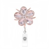 DIY decoration with crystal rose and diamond inlay, easy to pull buckle and retractable ID clip, fashionable and luxurious chest badge hanging