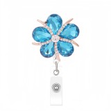 DIY decoration with crystal rose and diamond inlay, easy to pull buckle and retractable ID clip, fashionable and luxurious chest badge hanging