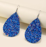 Christmas PU leather  glitter water drop earrings shiny leather earrings 20mm