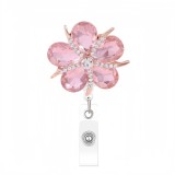 DIY decoration with crystal rose and diamond inlay, easy to pull buckle and retractable ID clip, fashionable and luxurious chest badge hanging