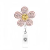 DIY Diamond studded Metal Flower Shaped Easy to Pull Buckle Fashion Jewelry Decoration Telescopic ID Badge Clip