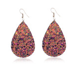 Christmas PU leather  glitter water drop earrings shiny leather earrings 20mm