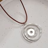 20mm snap button Irregular pendant, retro silver spiral patterned heart-shaped necklace