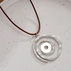 20mm snap button Irregular pendant, retro silver spiral patterned heart-shaped necklace