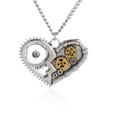20mm snap button iewelry retro steampunk gear heart necklace
