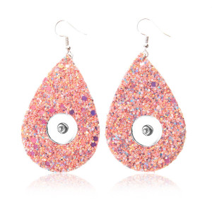 Christmas PU leather  glitter water drop earrings shiny leather earrings 20mm