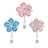 DIY decoration with crystal rose and diamond inlay, easy to pull buckle and retractable ID clip, fashionable and luxurious chest badge hanging