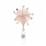 DIY Diamond studded Metal Flower Shaped Easy to Pull Buckle Fashion Jewelry Decoration Telescopic ID Badge Clip