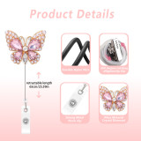 DIY Diamond studded Metal Flower Shaped Easy to Pull Buckle Fashion Jewelry Decoration Telescopic ID Badge Clip