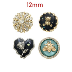 Rhinestone Metal 12MM Snap buttons Little Bear Rose Sun Bee