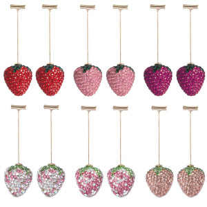 Diamond studded red strawberry earrings earrings earrings with small, fresh, sweet fruit earrings