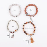Bohemian Bracelet Women's Tassel Wings I LOVE YOU Pendant Tassel Multi layer Beaded Bracelet Set