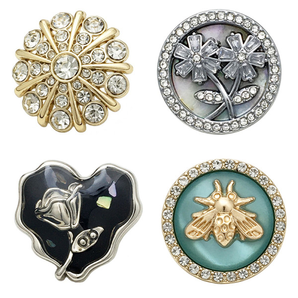 Little Bear Rose Sun Bee  rhinestone Metal 20MM Snap buttons