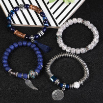 Bohemian Bracelet Women's Tassel Wings I LOVE YOU Pendant Tassel Multi layer Beaded Bracelet Set