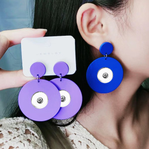 Round spray painted earrings 20mm snap button Resin earrings for women