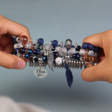 Bohemian Bracelet Women's Tassel Wings I LOVE YOU Pendant Tassel Multi layer Beaded Bracelet Set