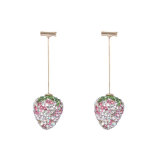 Diamond studded red strawberry earrings earrings earrings with small, fresh, sweet fruit earrings