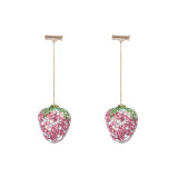 Diamond studded red strawberry earrings earrings earrings with small, fresh, sweet fruit earrings