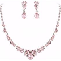 Multi colored glass rhinestone bridal necklace jewelry set