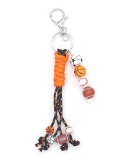 Handmade woven polyester basketball, baseball, soccer, wooden beads, keychains, bags, hanging accessories, pendants