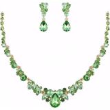 Multi colored glass rhinestone bridal necklace jewelry set
