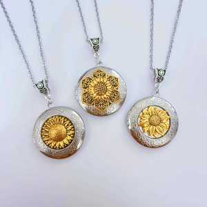 Golden Sunflower Lock Garden Wedding Maid Gifts Bohemian Necklace