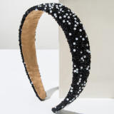Colorful headband with pearls and full diamonds, Korean style super sparkling water drill bit headband hair accessory
