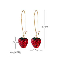Sweet diamond studded red strawberry earrings, earrings, fruit hooks, earrings, pendants