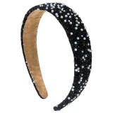 Colorful headband with pearls and full diamonds, Korean style super sparkling water drill bit headband hair accessory