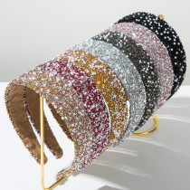 Colorful headband with pearls and full diamonds, Korean style super sparkling water drill bit headband hair accessory