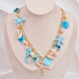 Beach Chain Conch Sea Star Shell Necklace Sweater Chain Lock Bone Chain