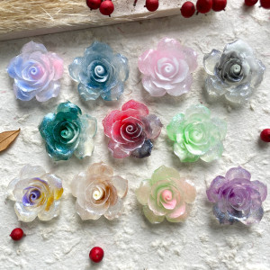 Sparkling Pink Rose Blossoms Resin 20mm snap button  DIY