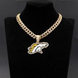 Hip hop trend diamond studded NFL football team Cuban chain sports necklace