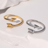 Stainless steel arrow opening ring women's 18k gold light luxury titanium steel jewelry