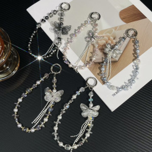 Heavy Industry Butterfly Zircon Mobile Phone Chain Wrist style Mobile Phone Chain Beads Crystal Beads Mobile Phone Case Hanging Chain