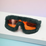 Sunglasses furry personality winter fashion glasses cute fluffy pink blue sunglasses