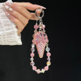 Luxury Diamond Ball Ice Cream NS Handmade Crystal Bead Hanging Rope Bag Keychain Pendant