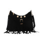 Women's bag, large capacity tassel shoulder bag, retro tote bag, 20mm snap button bags