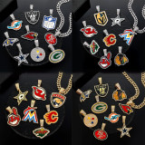 Hip hop trend diamond studded NFL football team Cuban chain sports necklace