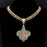 Hip hop trend diamond studded NFL football team Cuban chain sports necklace