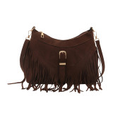 Women's bag, large capacity tassel shoulder bag, retro tote bag, 20mm snap button bags
