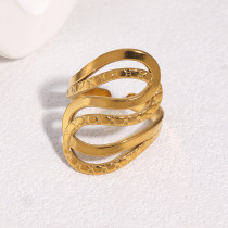 Irregular geometric line texture titanium steel ring gold-plated non fading stainless steel ring