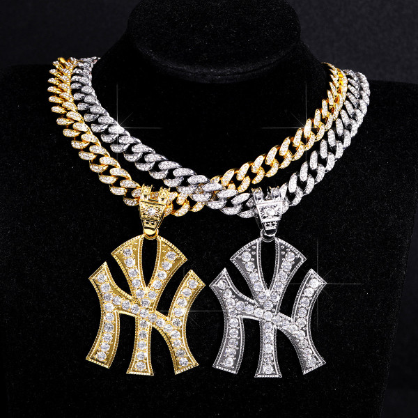 Full Diamond MLB New York Yankees Baseball Team Hip Hop Cuban Chain